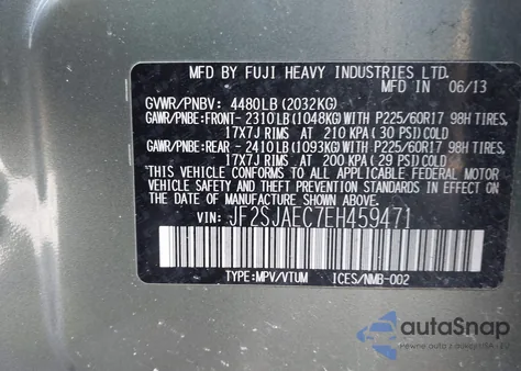 2014 Subaru Forester 2.5I Premium z USA, uszkodzony, nr VIN JF2SJAEC7EH459471